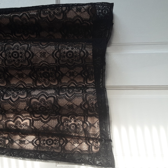 Max Studio Black Lace Shift Sheath Dress Tunic, beige lining, one size fits many - Picture 7 of 13